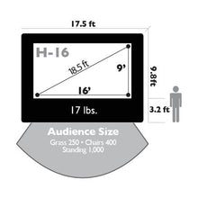 Load image into Gallery viewer, 16’ x 9’ Inflatable Screen - Size Diagram