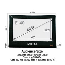 Load image into Gallery viewer, 40’ Inflatable Screen - Sizing Diagram

